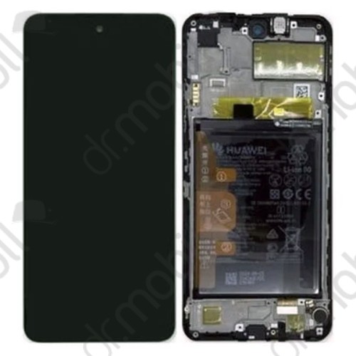 Kijelző érintőpanel LCD Huawei P Smart (2021), Honor 10X Lite, fekete komplett kerettel (akkumulátor, hangszóró) 02354ADC